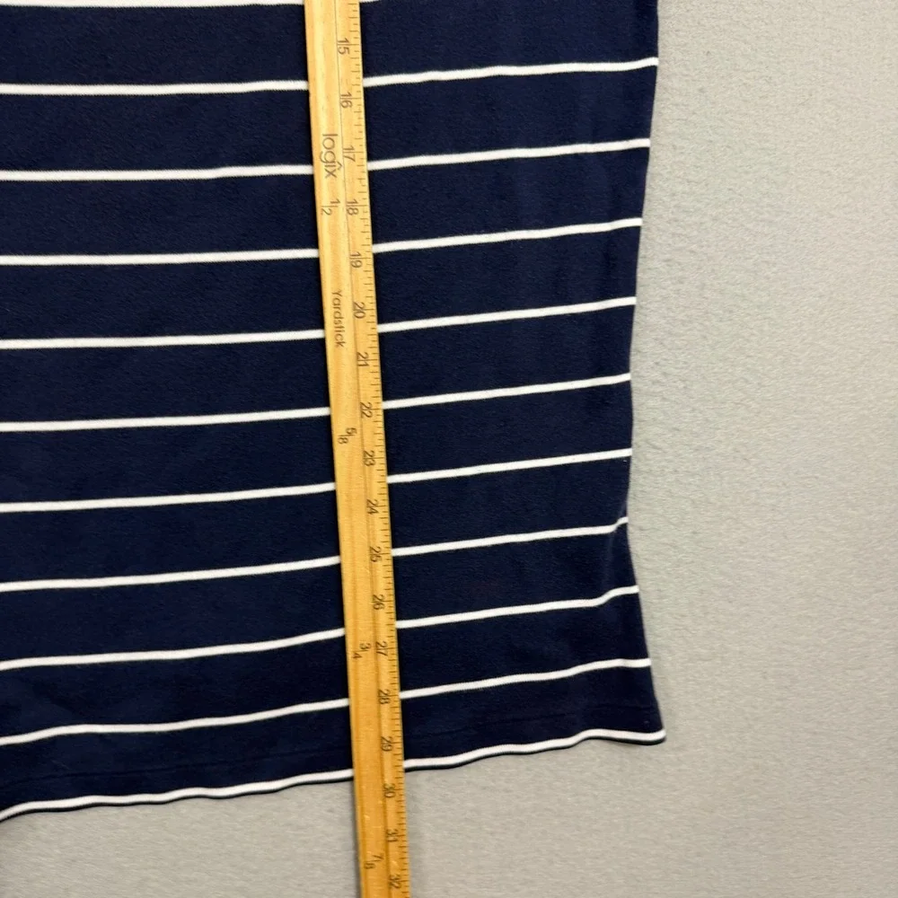 Vintage Polo Ralph Lauren Shirt Men's Large Navy Blue Striped Short Sleeve Pony